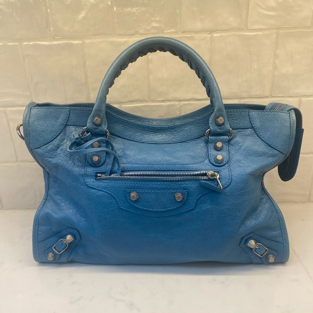 Balenciaga Agneau Classic Hardware City Bag in Aquamarine - Picture 3 of 12